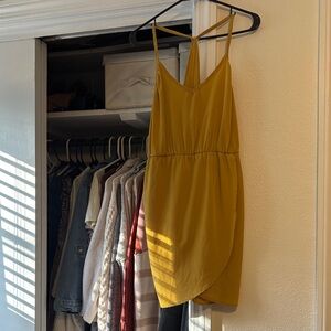 Solemio Mustard Yellow Mini Dress